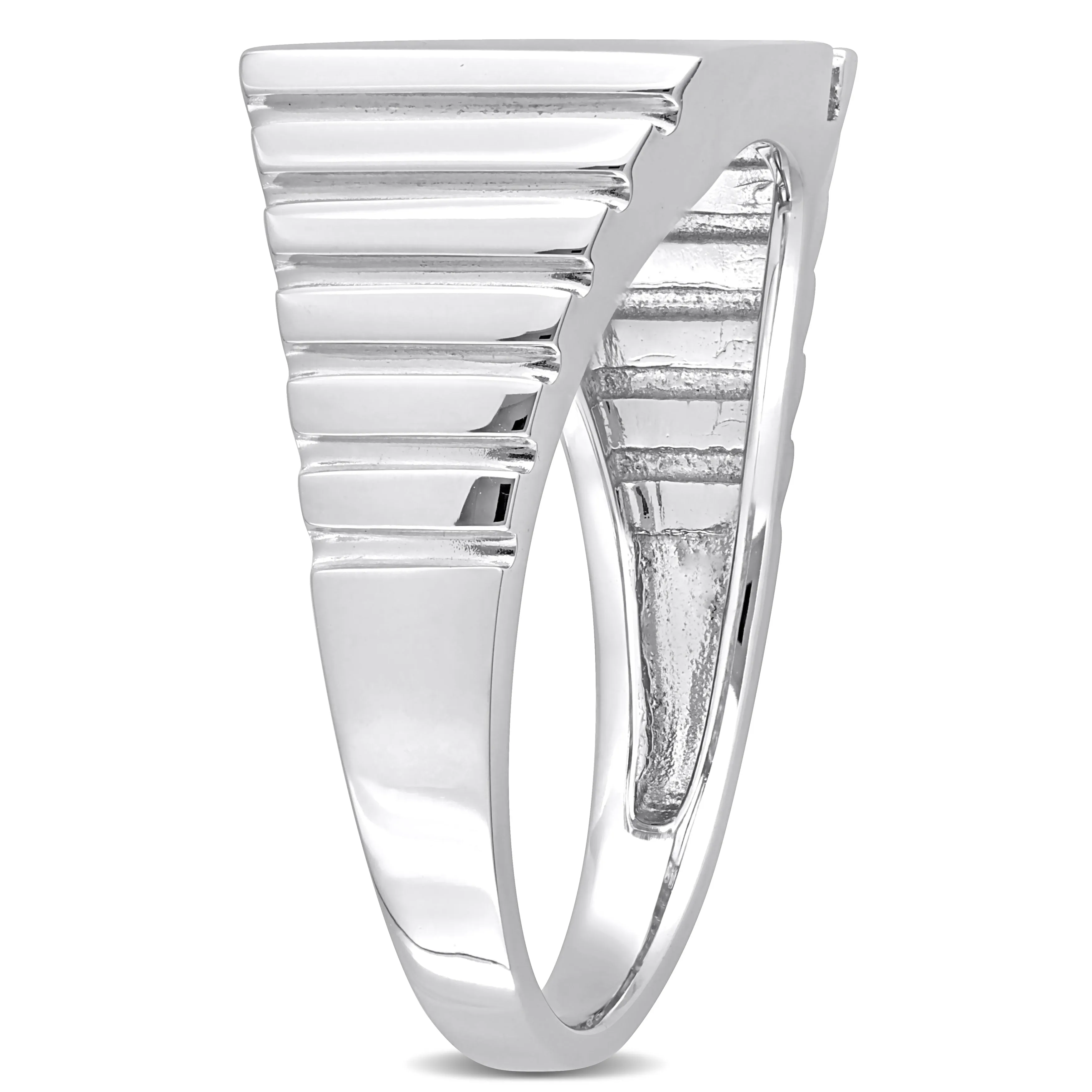 Miadora 1/10 CT TW Diamond Mens Signet Ring in 10k White Gold sold by Zulily product image thumbnail 2