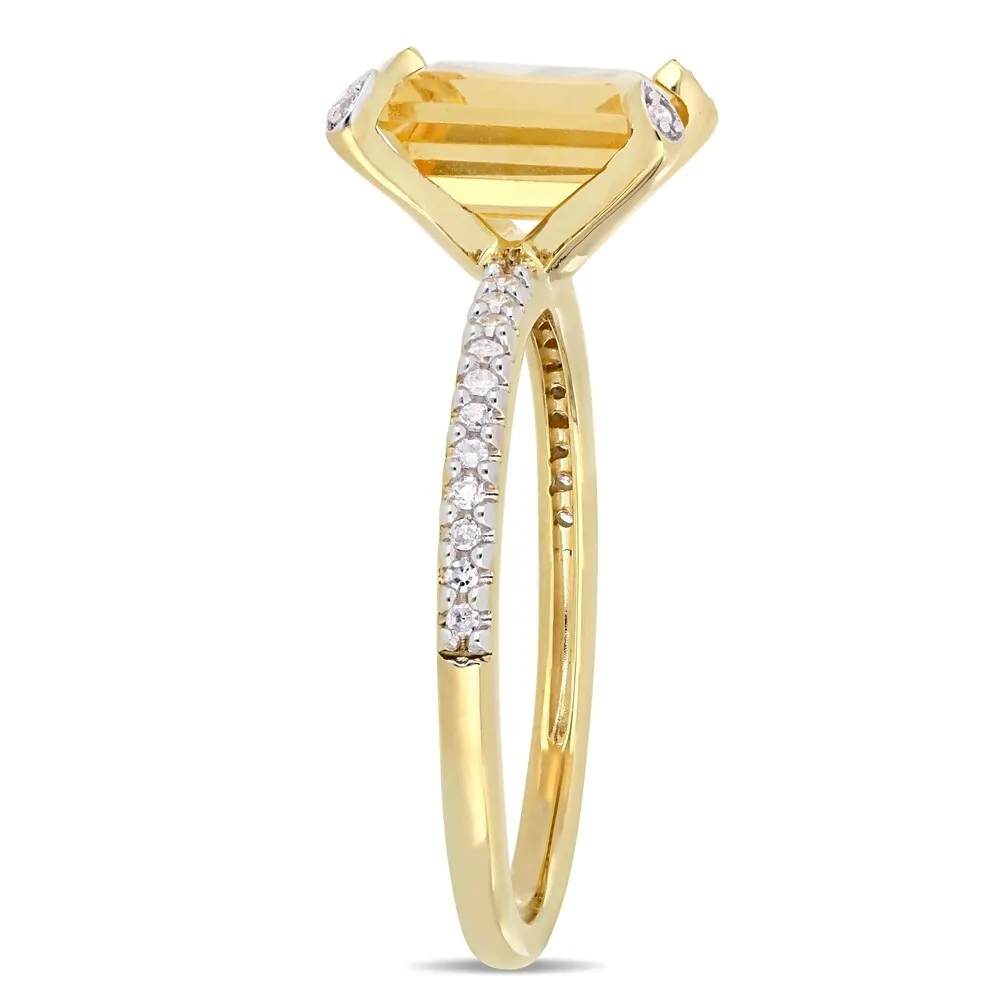 Miadora 10k Yellow Gold Octagon-Cut Citrine and 1/10ct TDW Diamond Solitaire Ring sold by Zulily product image thumbnail 3