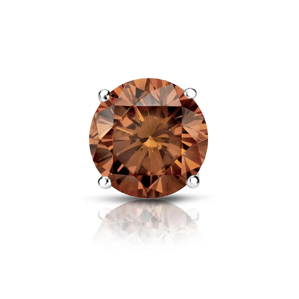 Auriya 14k Gold 1ct TDW Round SINGLE (1) Brown Diamond Stud Earring sold by Zulily product image thumbnail 4