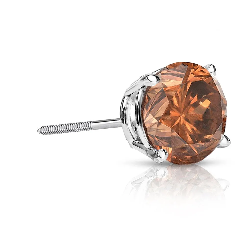 Auriya 14k Gold 1ct TDW Round SINGLE (1) Brown Diamond Stud Earring sold by Zulily product image thumbnail 2