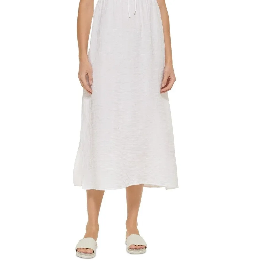 DKNY Women's V Neck Front Tie Maxi Dress Cover Up Swimsuit White Size Medium sold by Zulily product image thumbnail 3