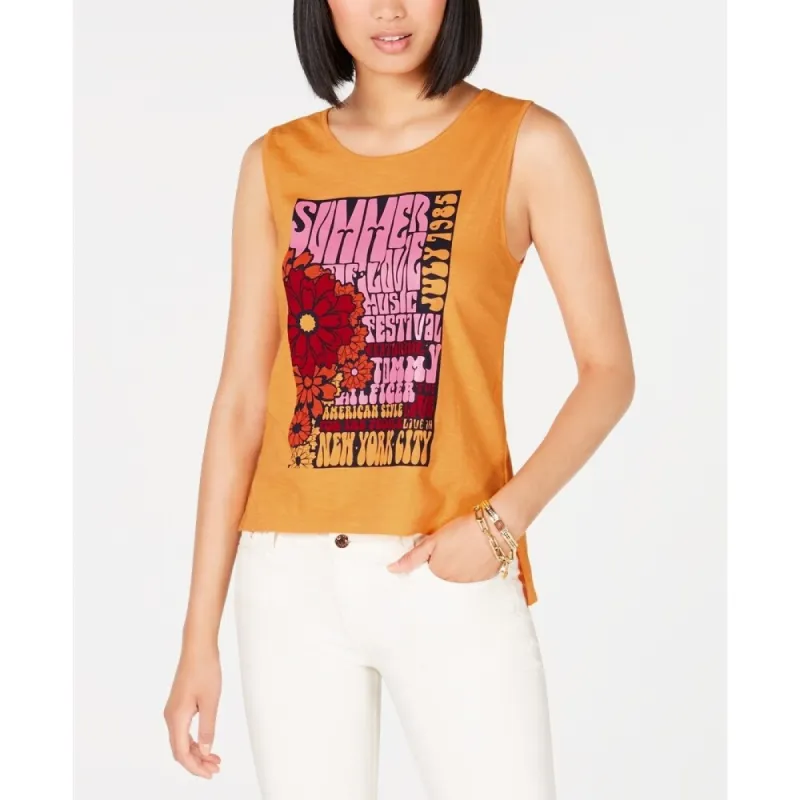 Tommy Hilfiger Women's Cotton Graphic Tank Top Orange Size X-Small sold by Zulily