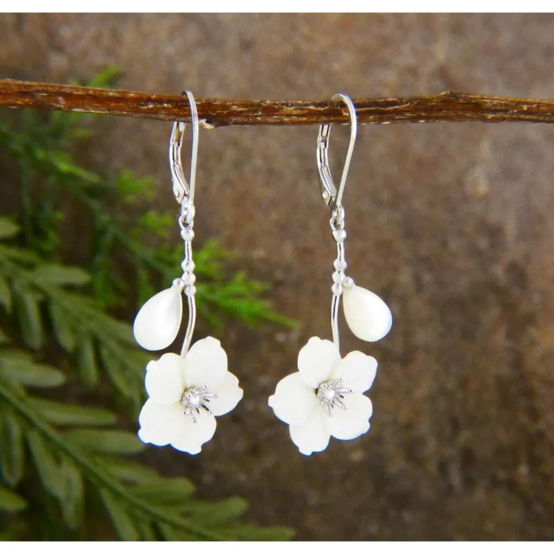 Vera & Co. Stelring Silver Mother of Pearl Floral Dangle Earring sold by Zulily