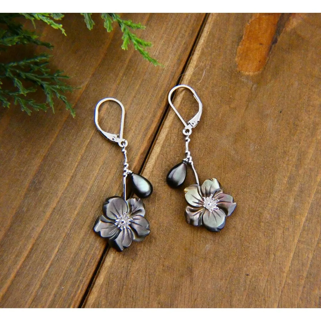Vera & Co. Stelring Silver Mother of Pearl Floral Dangle Earring sold by Zulily product image thumbnail 2