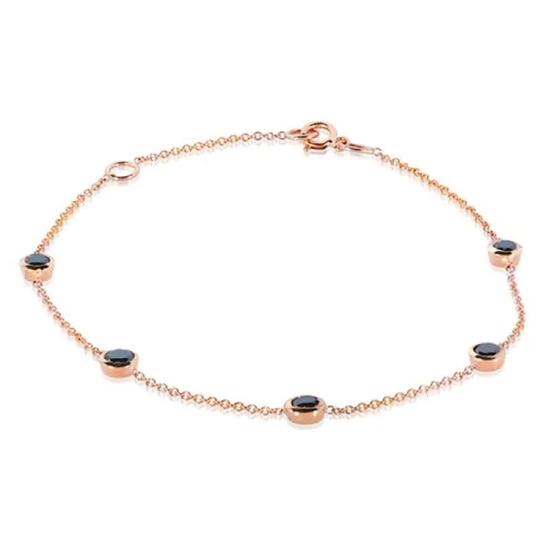 Annello by Kobelli 14k Gold 1ct TDW Black Diamond Bezel Station Bracelet sold by Zulily