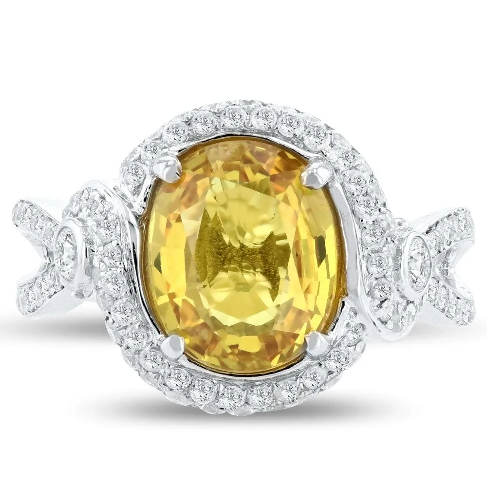 Auriya 14k White Gold 3 3/4ct Rare Yellow Sapphire and 3/4ct TDW Diamond Ring sold by Zulily product image thumbnail 2