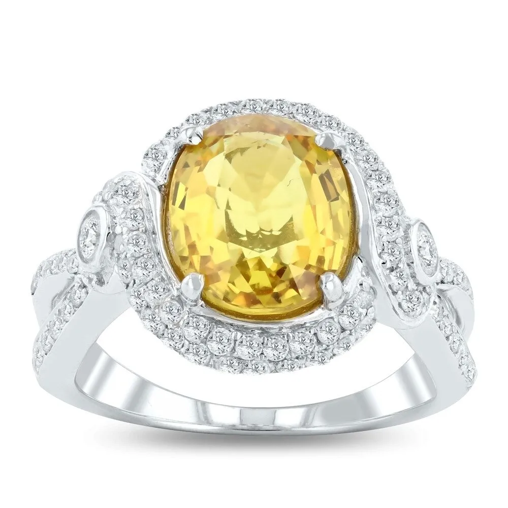Auriya 14k White Gold 3 3/4ct Rare Yellow Sapphire and 3/4ct TDW Diamond Ring sold by Zulily