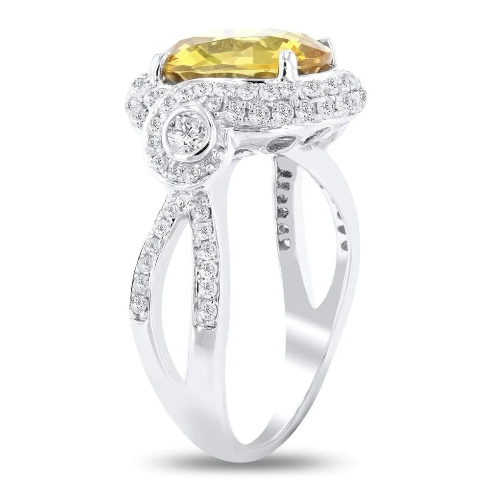 Auriya 14k White Gold 3 3/4ct Rare Yellow Sapphire and 3/4ct TDW Diamond Ring sold by Zulily product image thumbnail 3