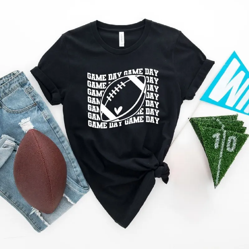 Football Game Day Stacked Short Sleeve Tee sold by Zulily