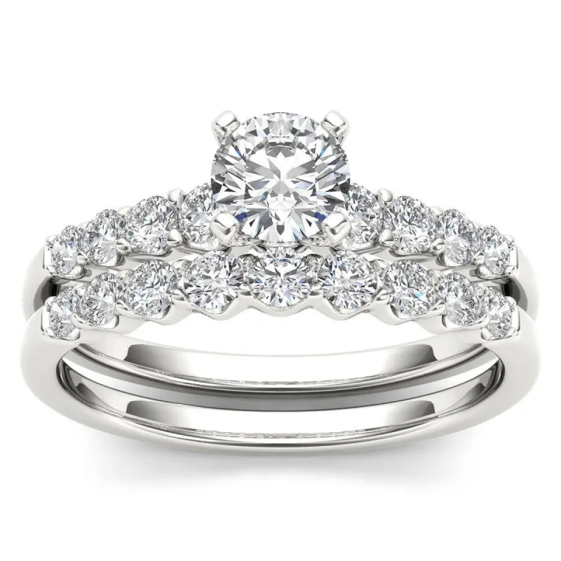 De Couer 14k White Gold 1ct TDW Diamond Classic Engagement Ring Set with One Band sold by Zulily