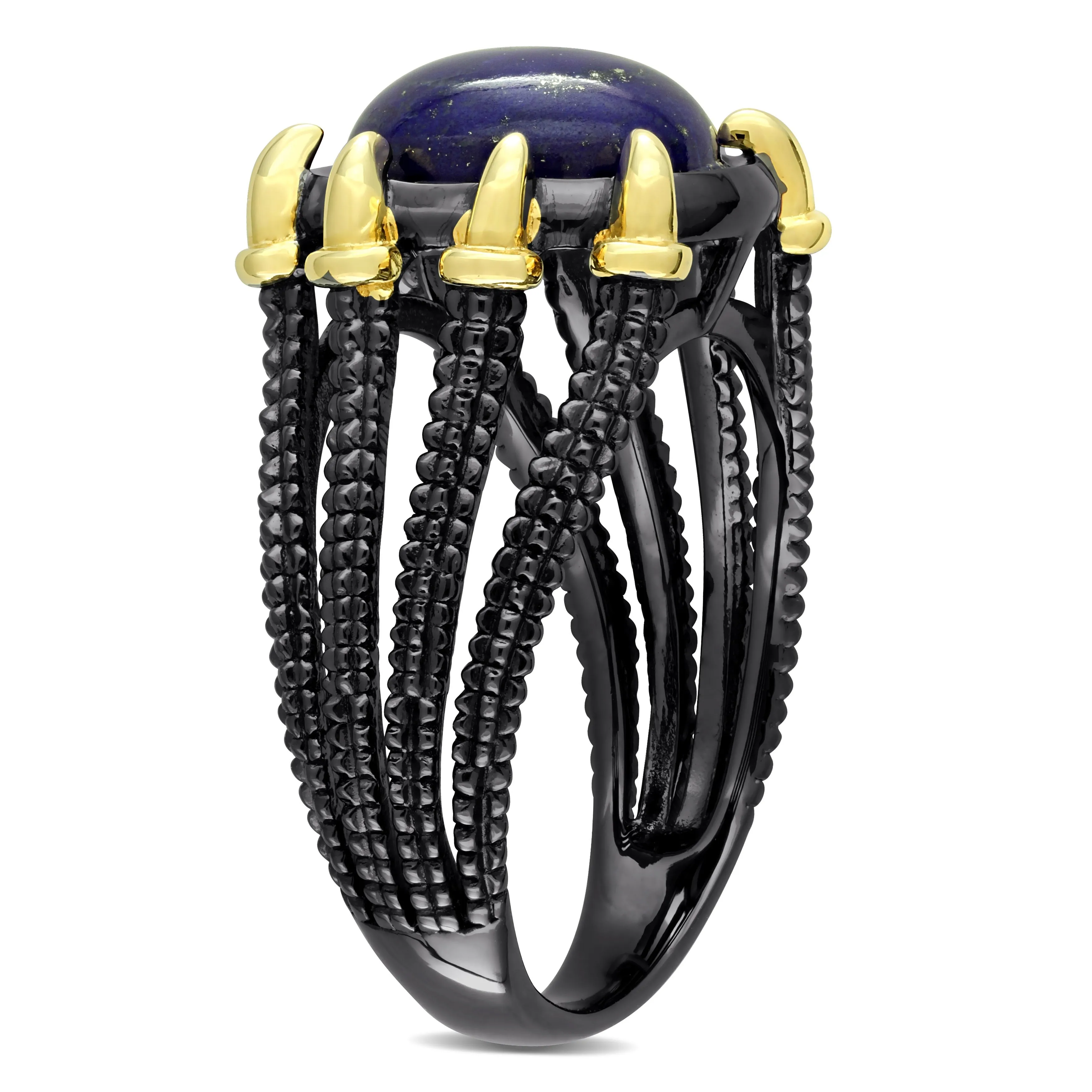 Miadora 6 ct TGW Lapis Gothic Mens Ring in Yellow and Black Sterling Silver sold by Zulily product image thumbnail 2