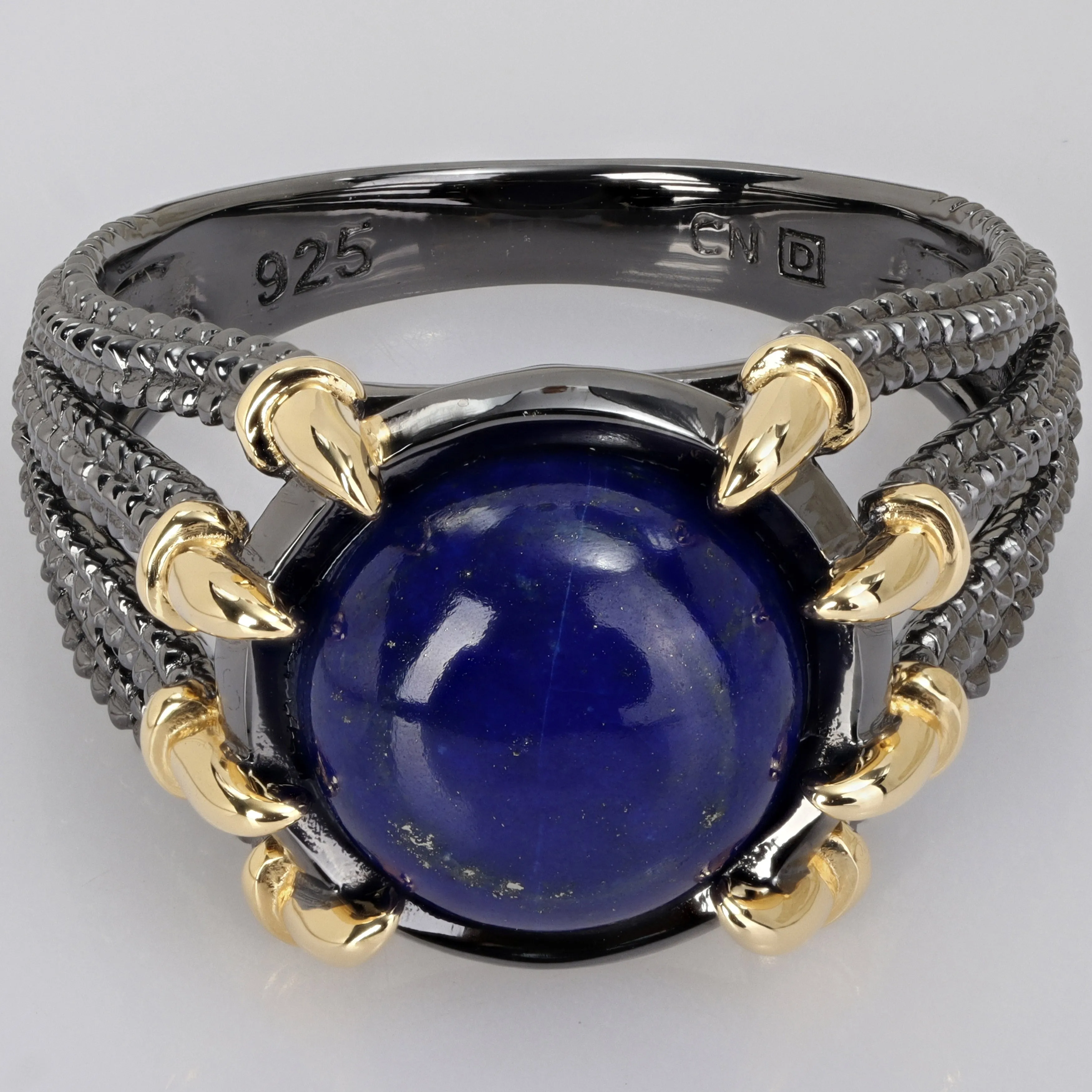 Miadora 6 ct TGW Lapis Gothic Mens Ring in Yellow and Black Sterling Silver sold by Zulily product image thumbnail 5