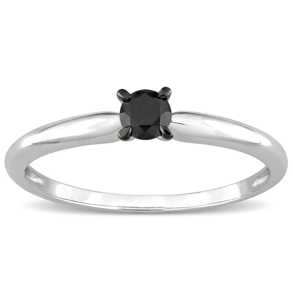 Miadora 1/4ct TDW Black Diamond Solitaire Engagement Ring in 14k White Gold sold by Zulily product image thumbnail 3