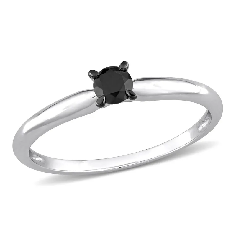 Miadora 1/4ct TDW Black Diamond Solitaire Engagement Ring in 14k White Gold sold by Zulily
