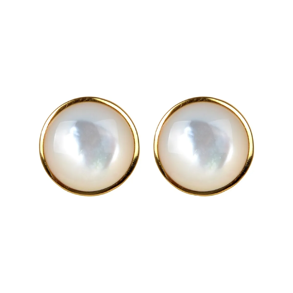 Gold Over Sterling Silver with Mother Of Pearl Stud Earrings sold by Zulily product image thumbnail 2