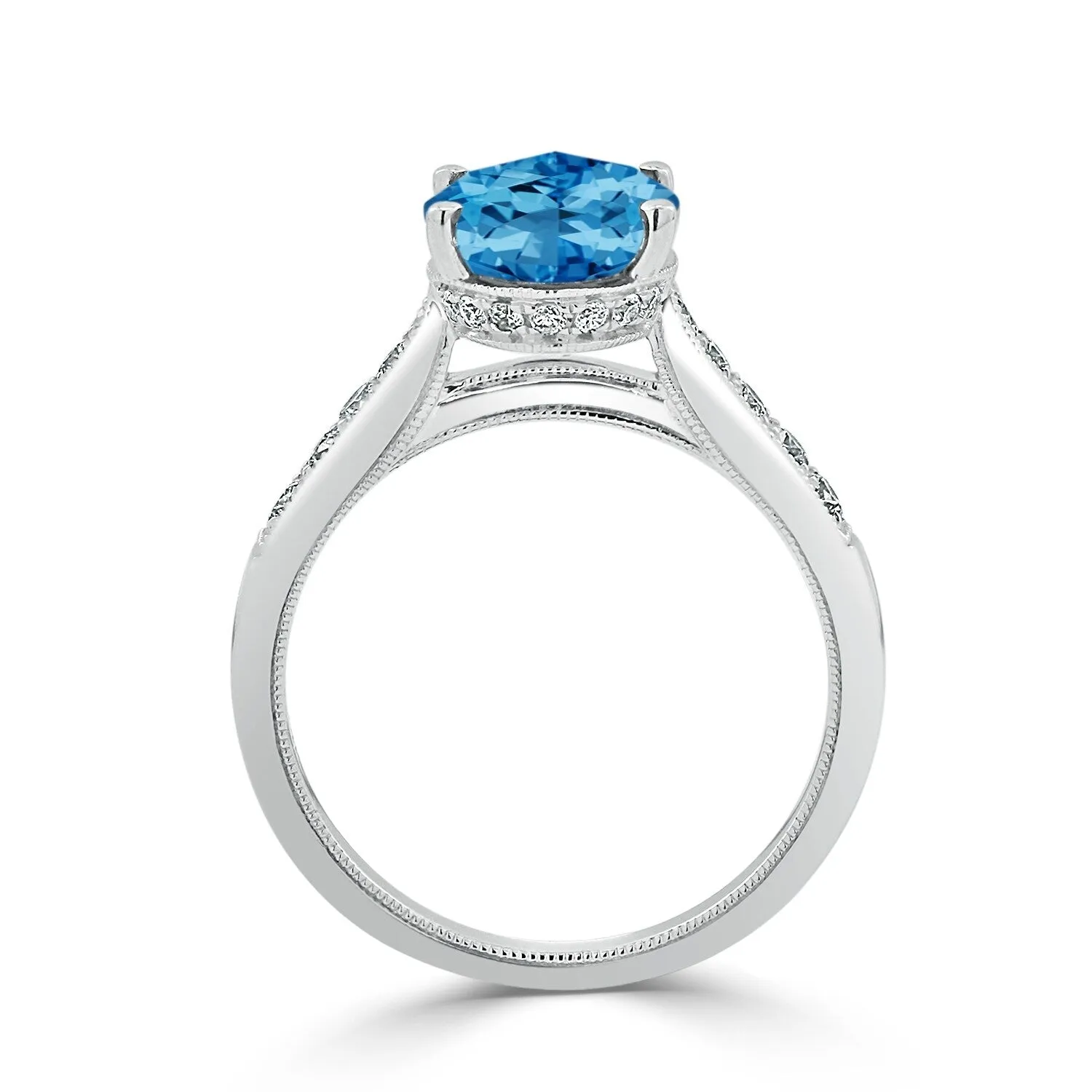 Auriya 3 1/3ct Fancy Oval Swiss Blue Topaz and Diamond Engagement Ring 1/4ctw 14k Gold sold by Zulily product image thumbnail 5