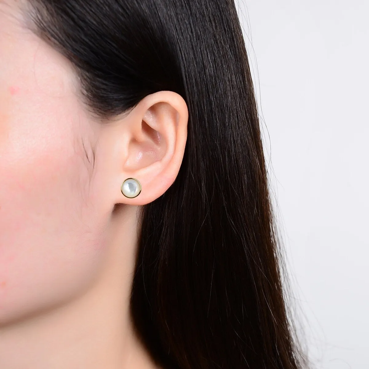 Gold Over Sterling Silver with Mother Of Pearl Stud Earrings sold by Zulily product image thumbnail 4