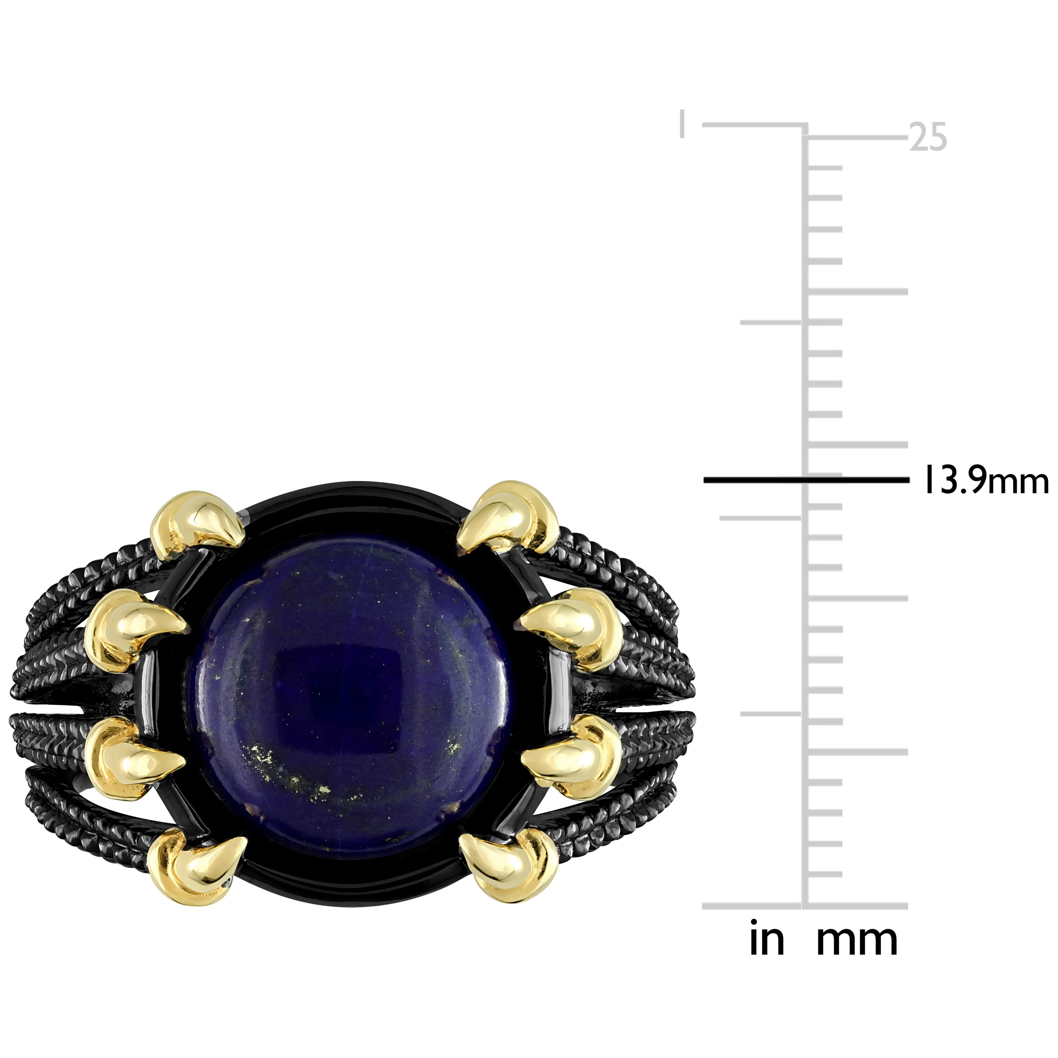 Miadora 6 ct TGW Lapis Gothic Mens Ring in Yellow and Black Sterling Silver sold by Zulily product image thumbnail 3