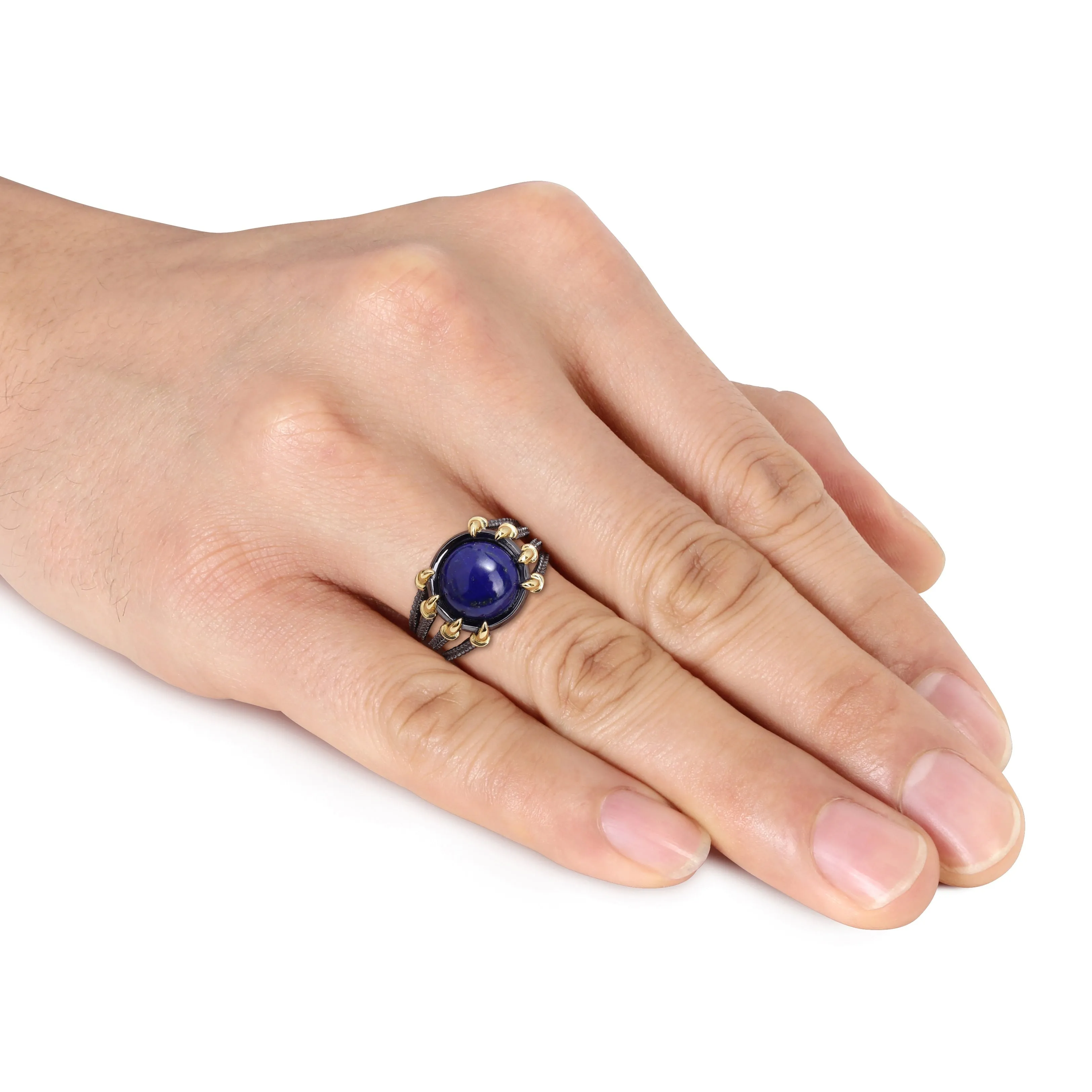 Miadora 6 ct TGW Lapis Gothic Mens Ring in Yellow and Black Sterling Silver sold by Zulily product image thumbnail 4