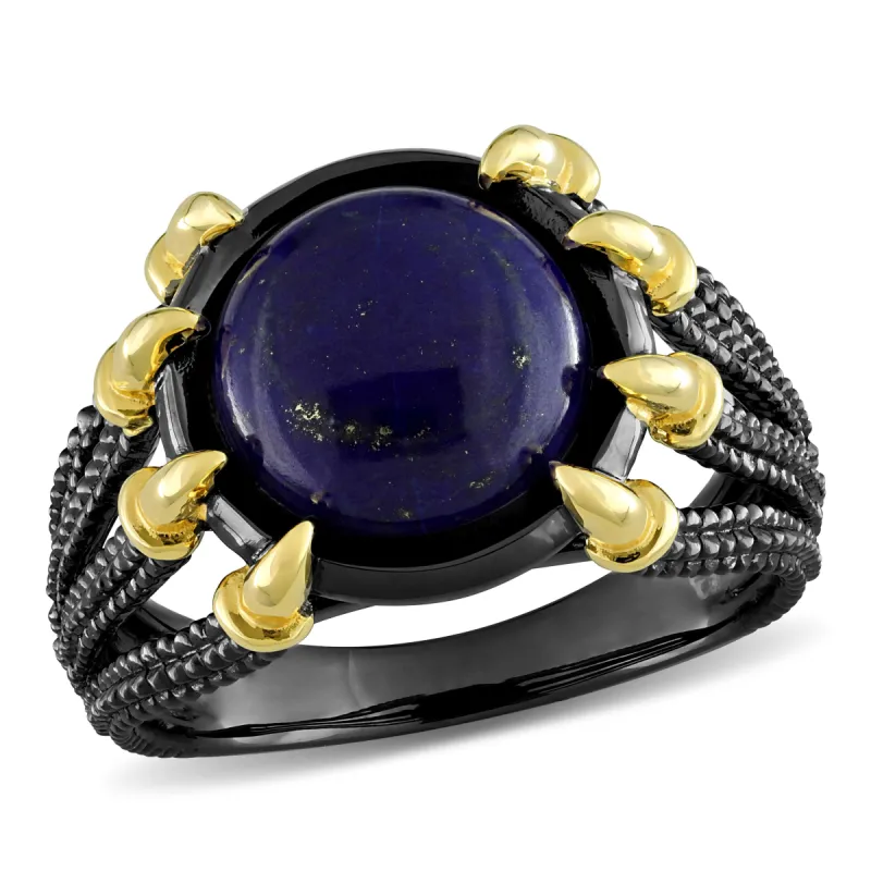 Miadora 6 ct TGW Lapis Gothic Mens Ring in Yellow and Black Sterling Silver sold by Zulily