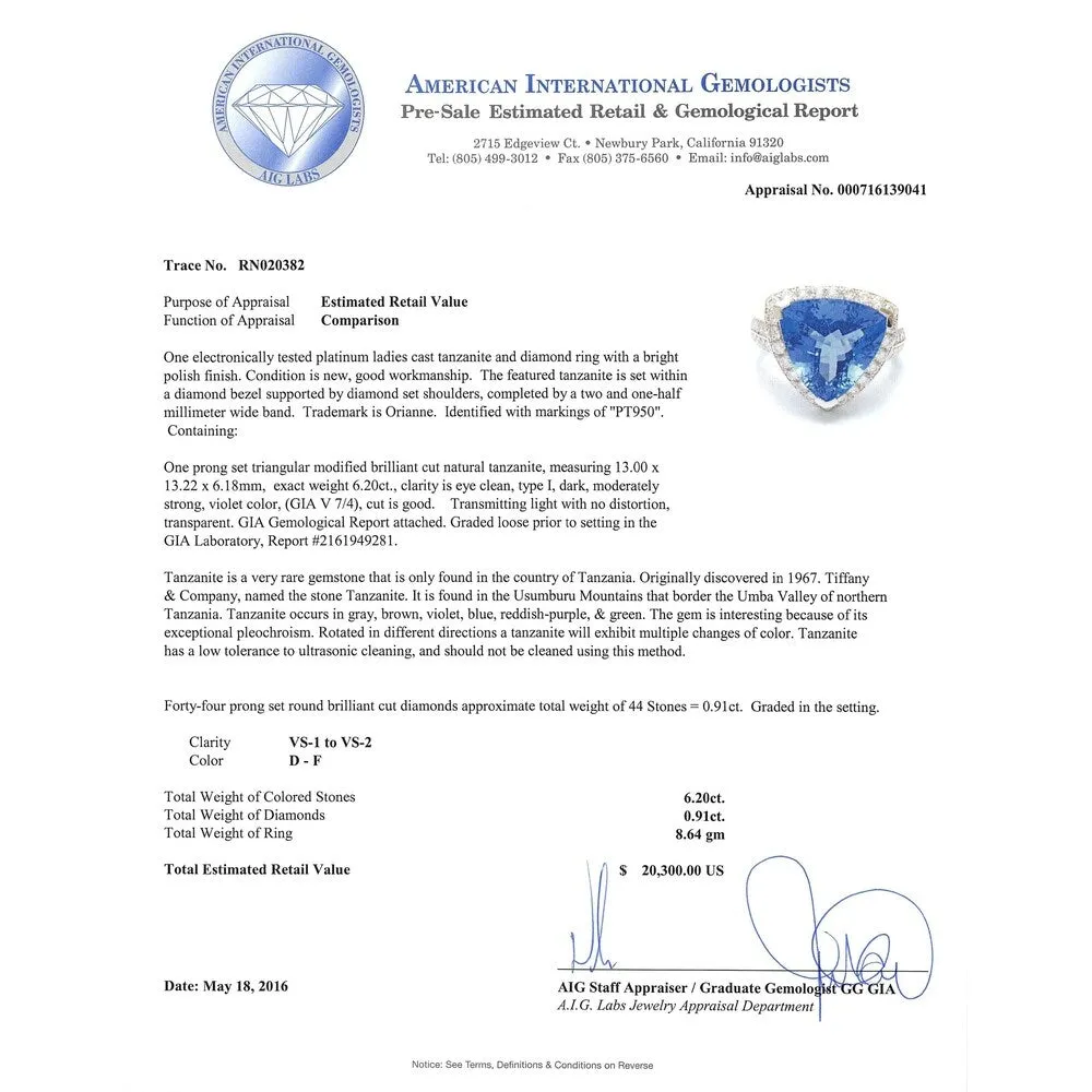 Auriya Platinum Certified 6 1/3ct Dark Tanzanite and 9/10ct TDW Round Diamonds Engagement Ring sold by Zulily product image thumbnail 2