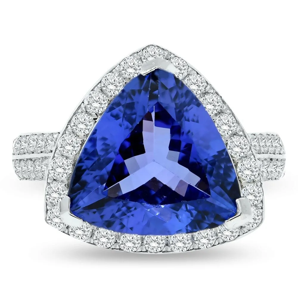 Auriya Platinum Certified 6 1/3ct Dark Tanzanite and 9/10ct TDW Round Diamonds Engagement Ring sold by Zulily product image thumbnail 3