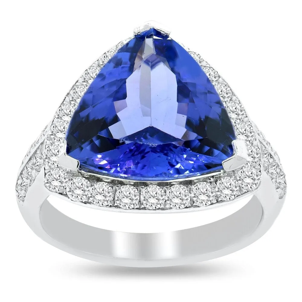 Auriya Platinum Certified 6 1/3ct Dark Tanzanite and 9/10ct TDW Round Diamonds Engagement Ring sold by Zulily