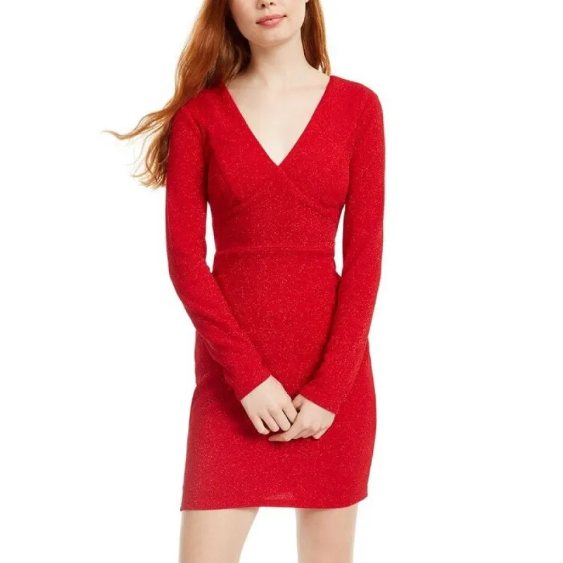 City Studios Women's Slim Social Glitter Mini Dress Red Size 7 sold by Zulily