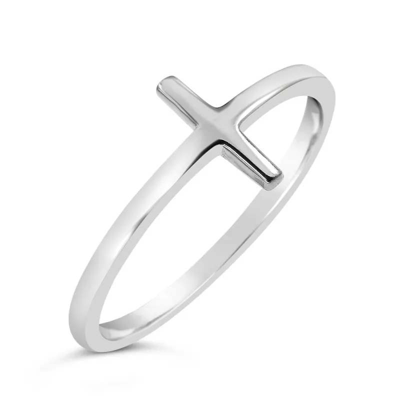 Vera & Co. Sterling Silver Plain Sideway Cross Ring sold by Zulily