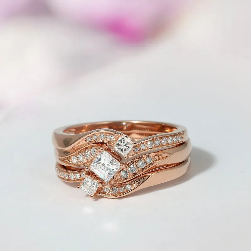 De Couer 14k Rose Gold 1ct TDW Diamond Bridal Ring Set sold by Zulily