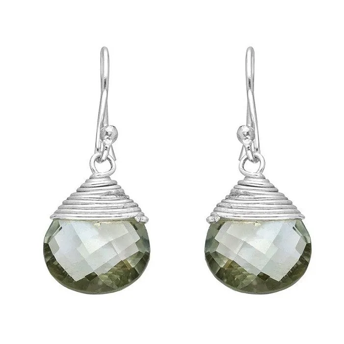 Green Amethyst Sterling Silver Wire Wrap Dangle Drop Earrings - 1.1 x .4 sold by Zulily product image thumbnail 2