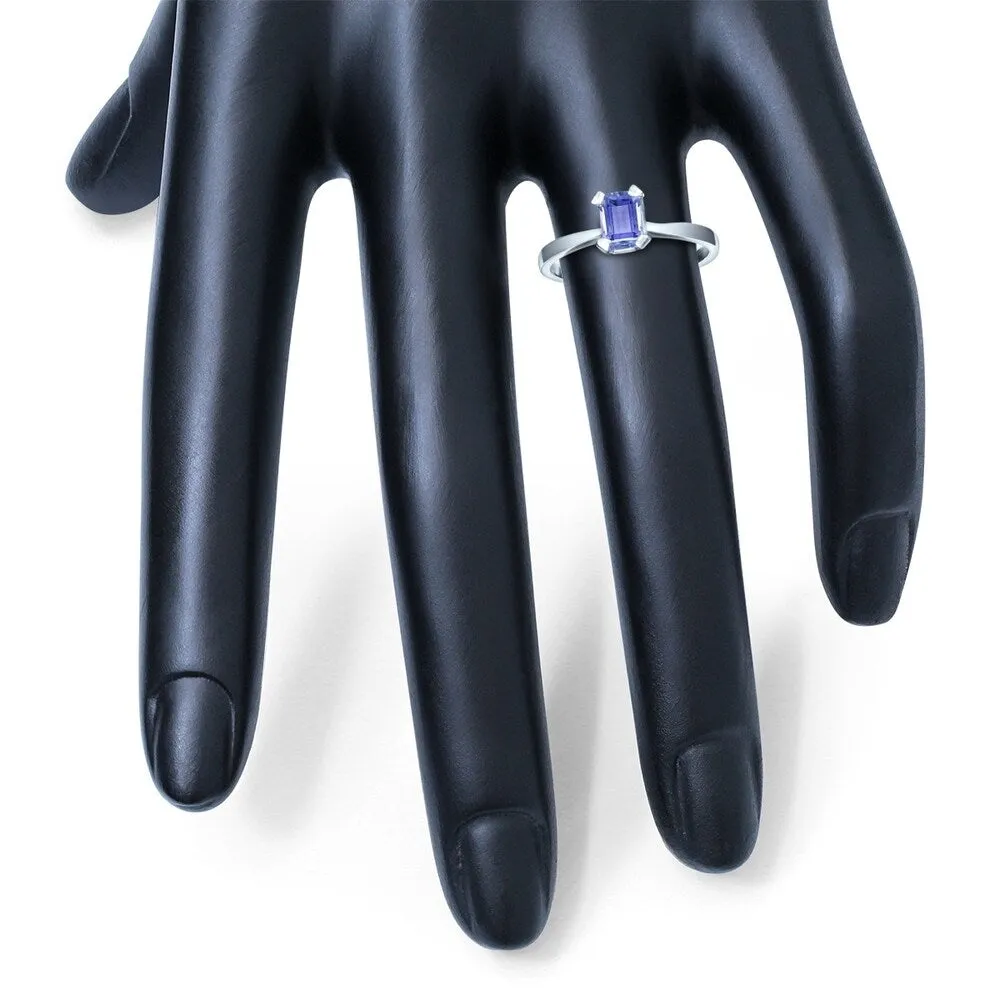 Emerald Shaped 6X4MM Tanzanite Solitaire Ring in 10K White Gold sold by Zulily product image thumbnail 3