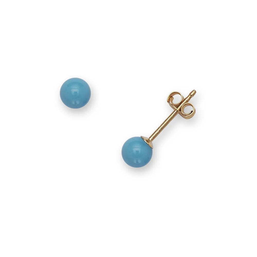 Curata 14k Yellow Gold 4mm Reconstructed Turquoise Ball Stud Earrings sold by Zulily