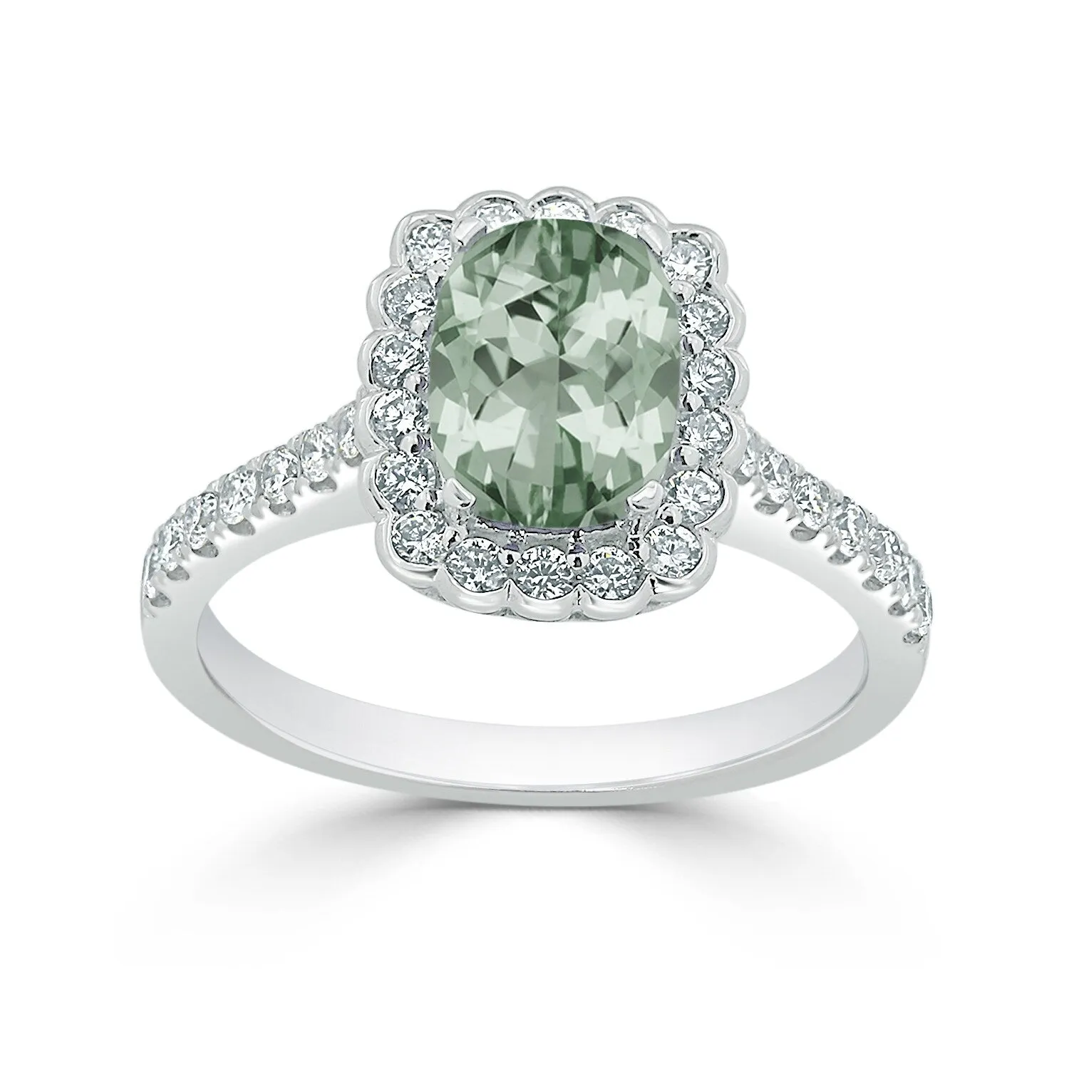 Auriya Vintage 3/4ct Cushion-cut Green Amethyst Halo Diamond Engagement Ring 1/2ctw 14k Gold sold by Zulily product image thumbnail 3