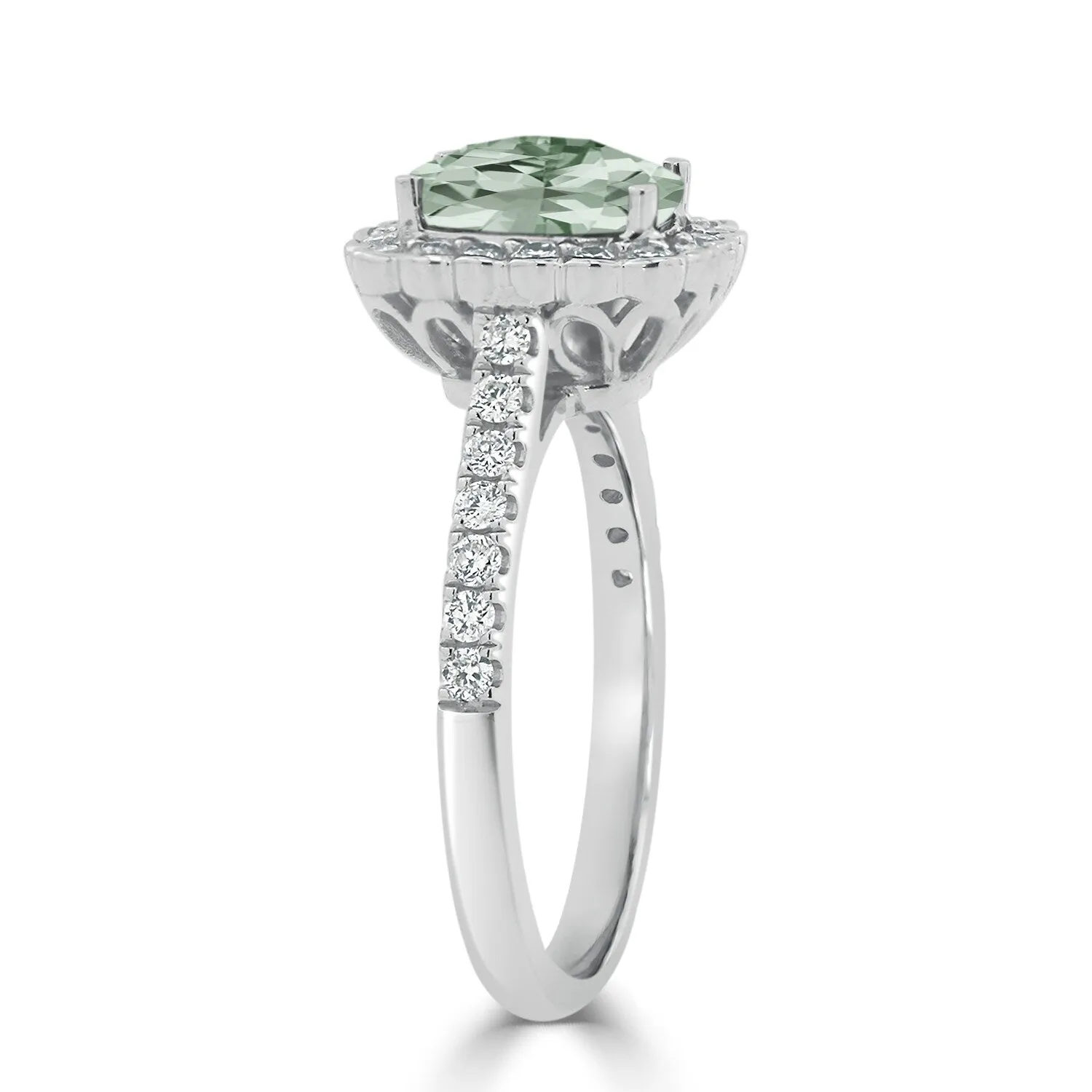 Auriya Vintage 3/4ct Cushion-cut Green Amethyst Halo Diamond Engagement Ring 1/2ctw 14k Gold sold by Zulily product image thumbnail 4