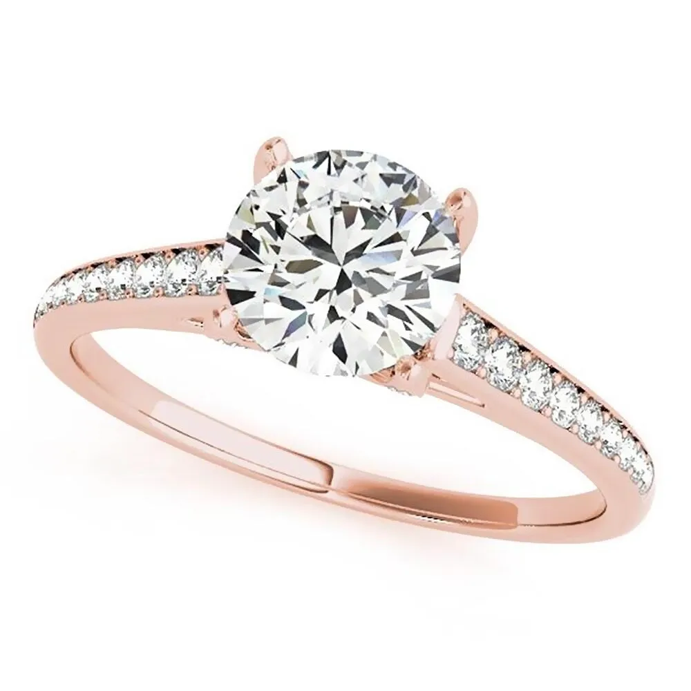 Auriya 1ct Round Moissanite and 1/3ctw Diamond Engagement Ring 14K Gold sold by Zulily product image thumbnail 3