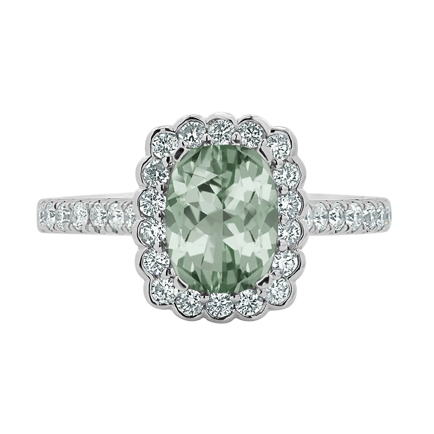 Auriya Vintage 3/4ct Cushion-cut Green Amethyst Halo Diamond Engagement Ring 1/2ctw 14k Gold sold by Zulily product image thumbnail 2
