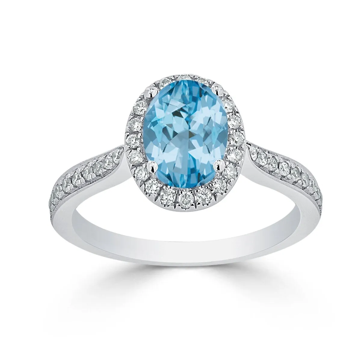 Auriya 1 9/10ct Fancy Oval Sky Blue Topaz Halo Diamond Engagement Ring 1/4ctw 14k Gold sold by Zulily product image thumbnail 3