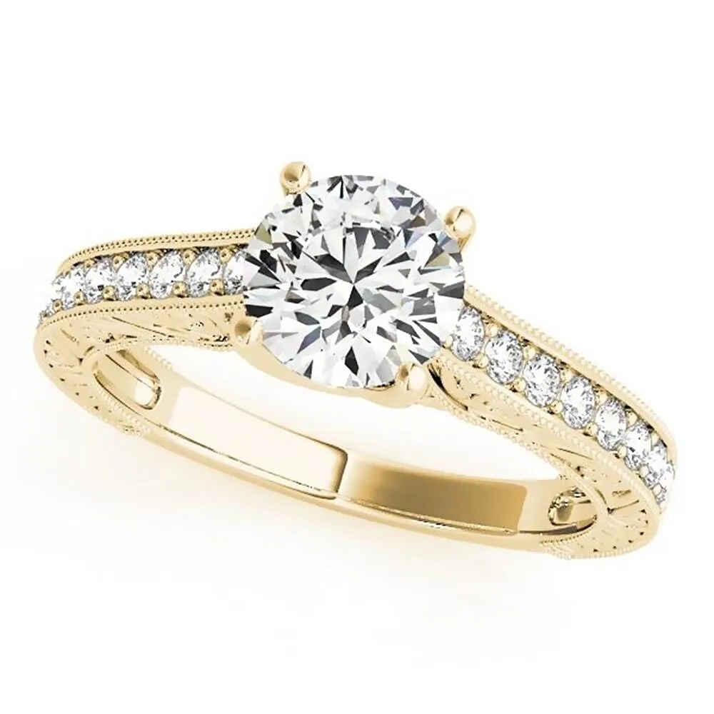 Auriya 3/4ct Vintage Moissanite and Diamond Engagement Ring 1/4ctw 14K Gold sold by Zulily product image thumbnail 2