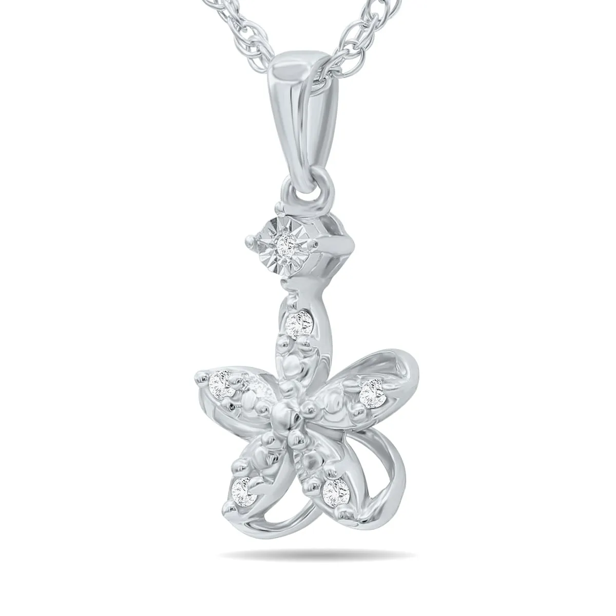 Diamond Flower Sparkle Pendant Necklace in .925 Sterling Silver sold by Zulily product image thumbnail 4