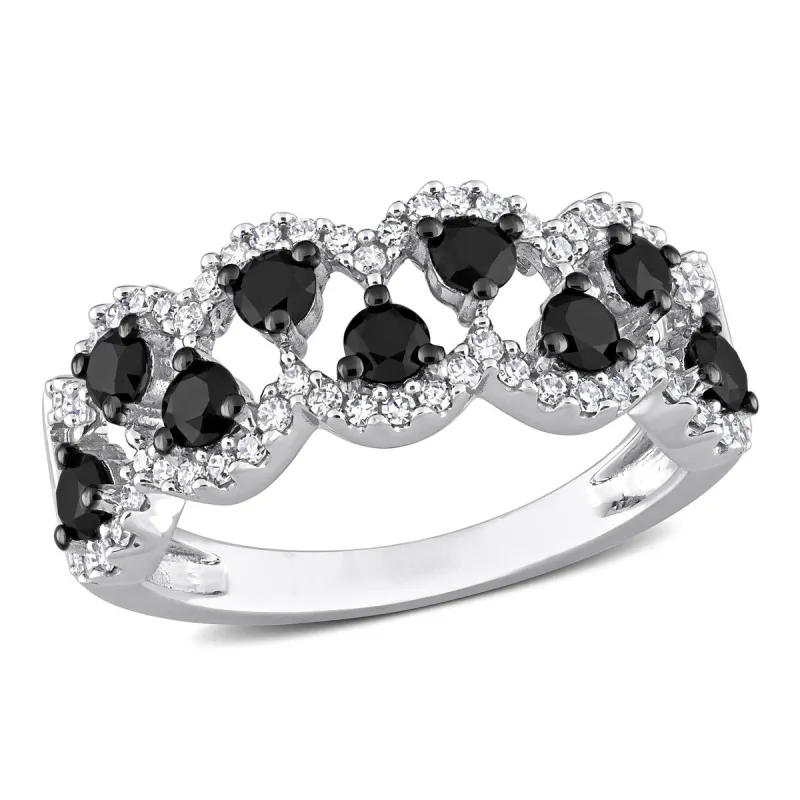 Miadora 1ct TDW Black & White Diamond Criss-Cross Ring in 10k White Gold with Black Rhodium Plating sold by Zulily
