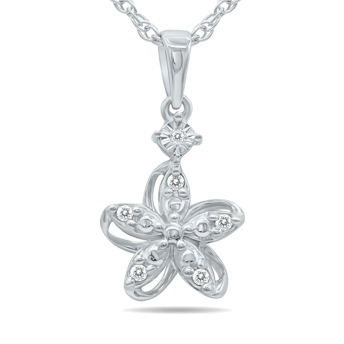 Diamond Flower Sparkle Pendant Necklace in .925 Sterling Silver sold by Zulily product image thumbnail 3