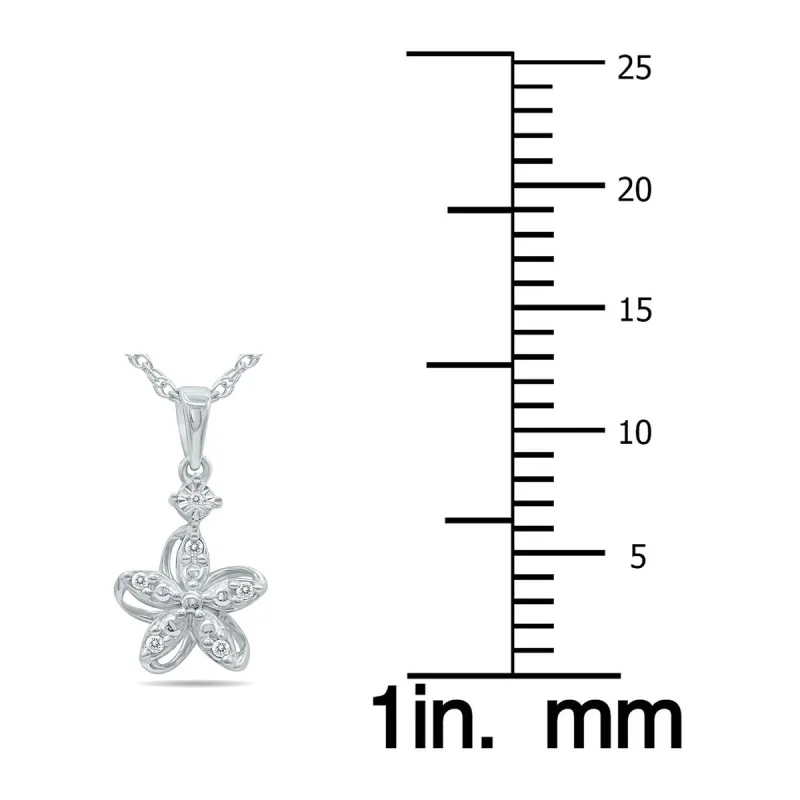 Diamond Flower Sparkle Pendant Necklace in .925 Sterling Silver sold by Zulily