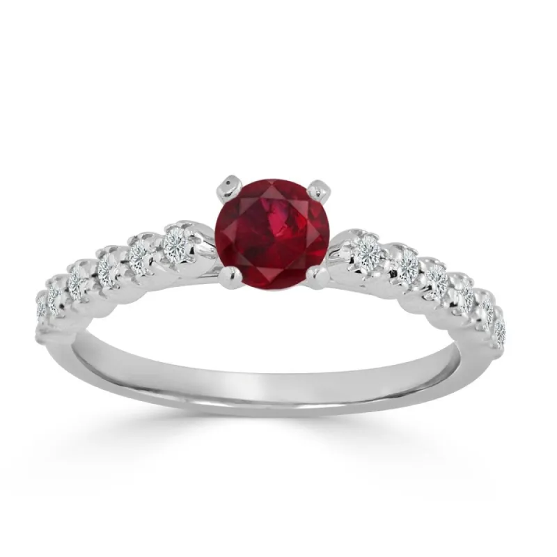 Auriya 2/5ct Ruby and 1/5ct Round Diamond Engagement Ring 14K Gold sold by Zulily