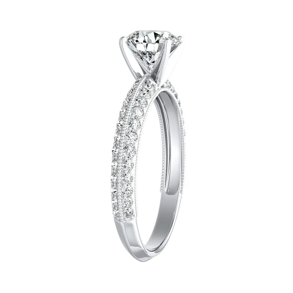 Auriya Vintage 2ct Round Moissanite and 3/8ctw Diamond Engagement Ring 14K Gold sold by Zulily product image thumbnail 4