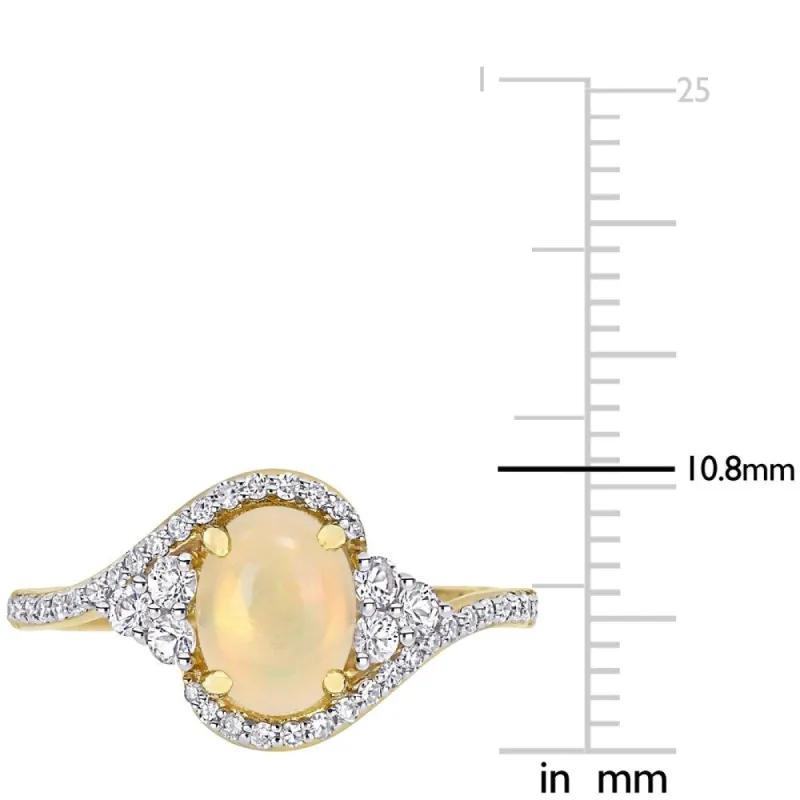 Miadora 10k White Gold Created Blue and White Sapphire Flower Cocktail Ring sold by Zulily