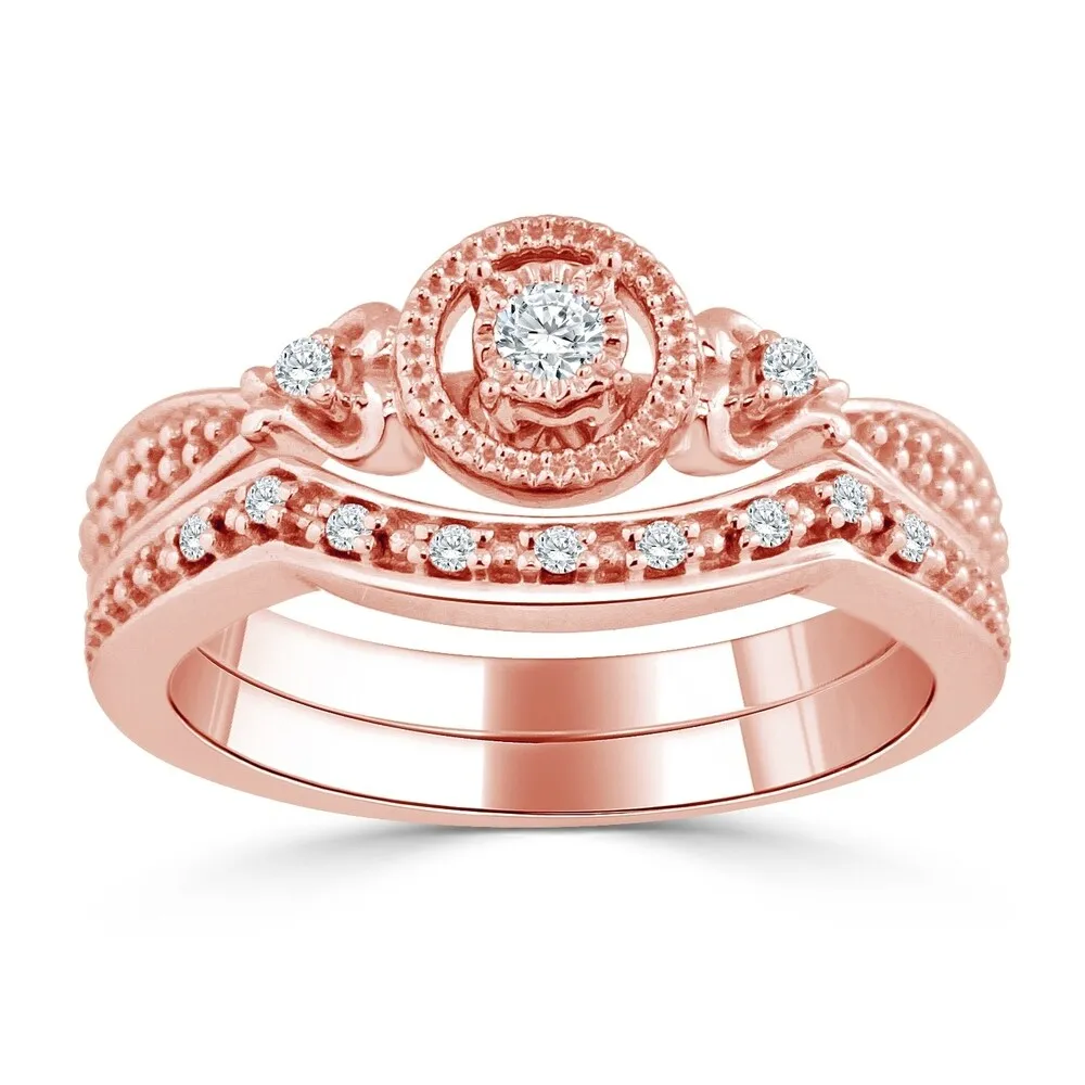 14k Gold Round 1/4ct TDW Diamond Engagement Ring Set by Auriya sold by Zulily product image thumbnail 3