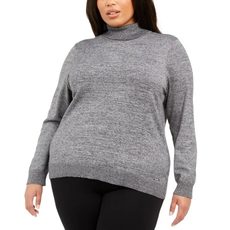 Calvin Klein Women's Plus Turtleneck Sweater Gray Size 1X made by Zulily