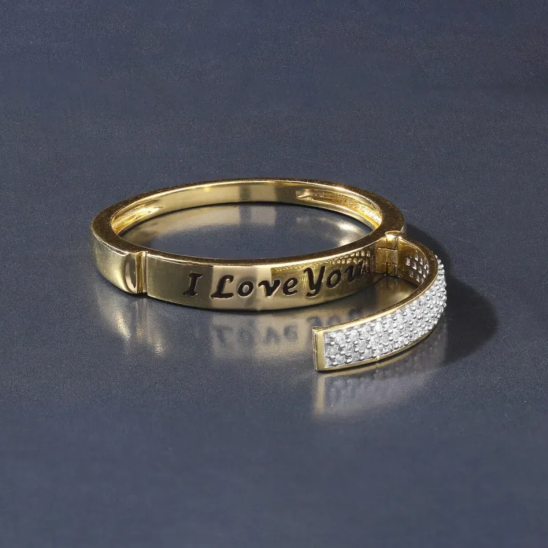 De Couer IGI Certified 10k Yellow Gold 1/6ct TDW Diamond Say It Ring sold by Zulily