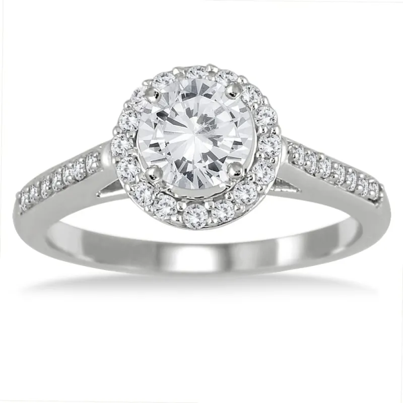 AGS Certified 1 Carat TW Diamond Halo Engagement Ring in 10K White Gold (J-K Color, I2-I3 Clarity) sold by Zulily